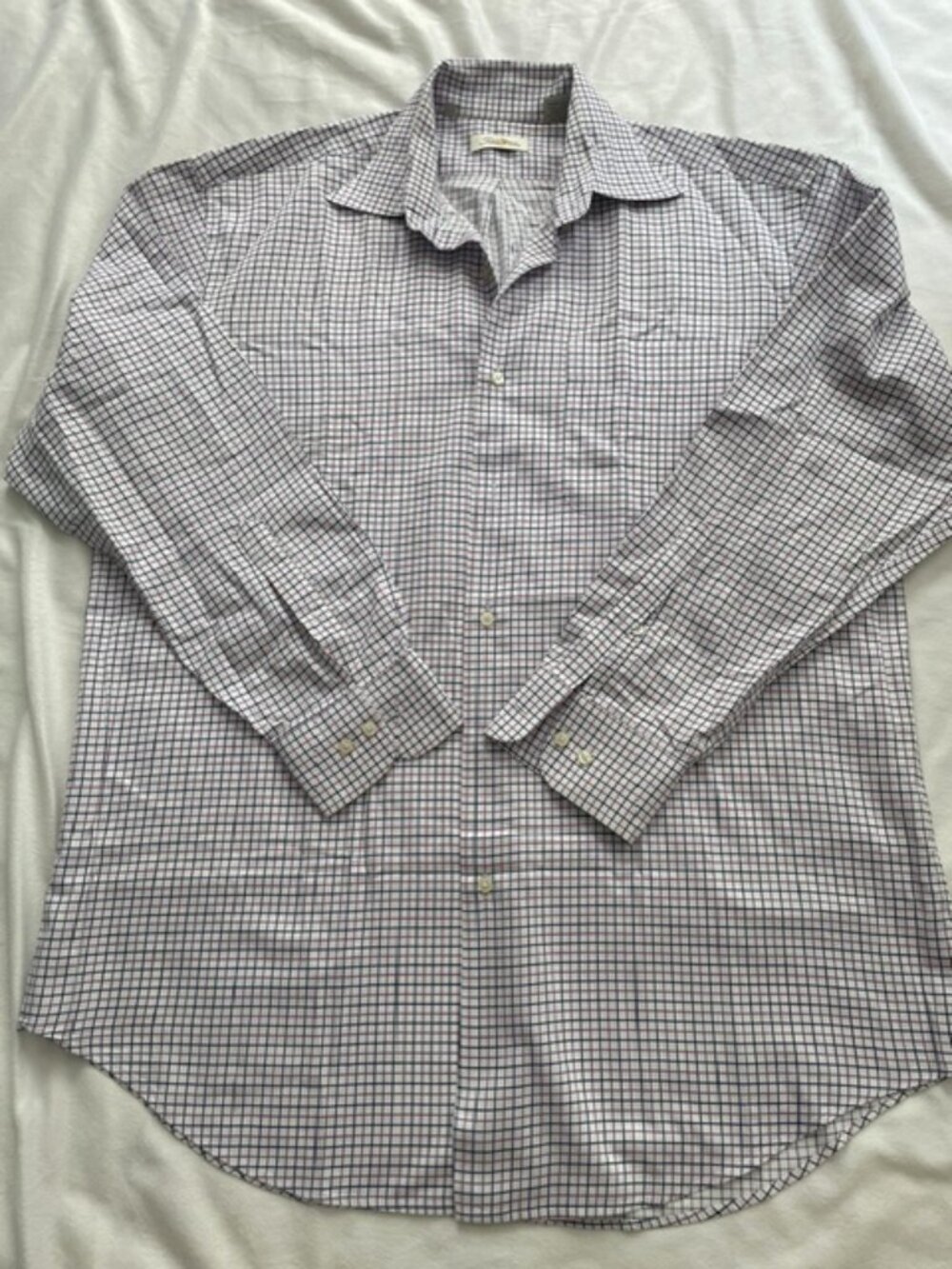 Peter Millar Men's Long Sleeve Cotton Plaid Button-Down Shirt, Black Red, Size L